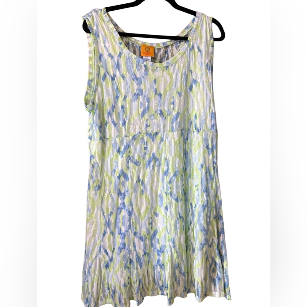 Ruby Rd Size PXL Hello Spring Sleeveless Dress, green,blue, white